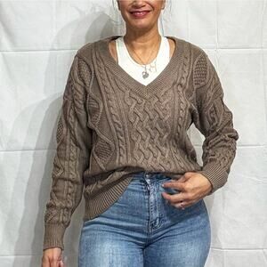 Guess Brown V-Neck Sweater Sz M
